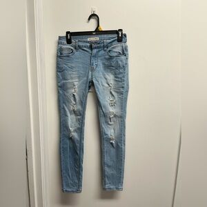 Encore Jeans Sky Blue Ripped Skinny Jeans